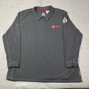 Bulwark Fr Shirt Mens 2XL Gray Polo Long Sleeve iQ Series CAT 2 Flame Resistant